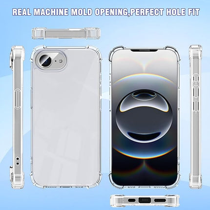 iPhone 16E Clear Anti-Shock Armour Case – Transparent Rugged TPU Cover + FREE 6D Tempered Glass Screen Protector