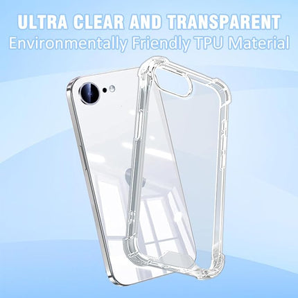 iPhone 16E Clear Anti-Shock Armour Case – Transparent Rugged TPU Cover + FREE 6D Tempered Glass Screen Protector