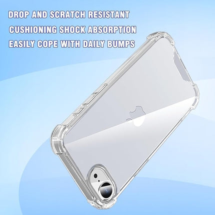 iPhone 16E Clear Anti-Shock Armour Case – Transparent Rugged TPU Cover + FREE 6D Tempered Glass Screen Protector