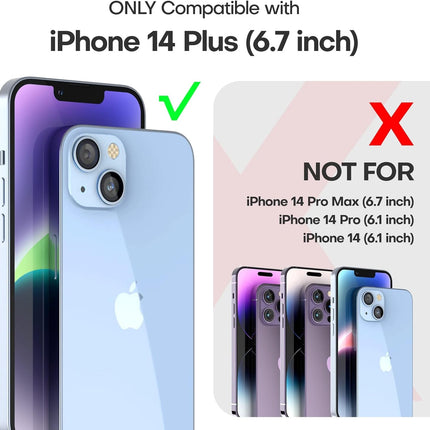 iPhone 14 Plus Case with HD Screen Protector - Non-Yellowing Clear Shockproof Cover with 12 FT Military Grade Drop Protection + Free 6D Tempered Glass Screen Protector for iPhone 14 Plus 6.7 inch