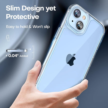 iPhone 14 Plus Case with HD Screen Protector - Non-Yellowing Clear Shockproof Cover with 12 FT Military Grade Drop Protection + Free 6D Tempered Glass Screen Protector for iPhone 14 Plus 6.7 inch