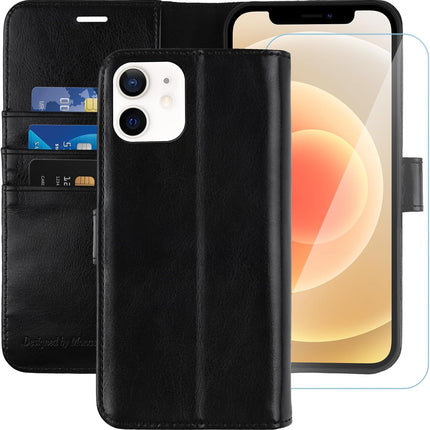 iPhone 11 Leather Wallet Case with RFID Blocking – Premium Flip Folio Cover with Card Holder Slots & Kickstand Stand | Shockproof Drop Protection Magnetic Closure + FREE Tempered Glass Screen Protector