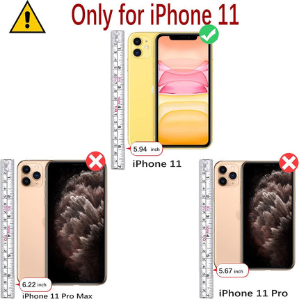 iPhone 11 Leather Wallet Case with RFID Blocking – Premium Flip Folio Cover with Card Holder Slots & Kickstand Stand | Shockproof Drop Protection Magnetic Closure + FREE Tempered Glass Screen Protector