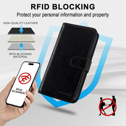 iPhone 11 Leather Wallet Case with RFID Blocking – Premium Flip Folio Cover with Card Holder Slots & Kickstand Stand | Shockproof Drop Protection Magnetic Closure + FREE Tempered Glass Screen Protector