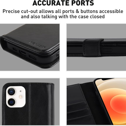 iPhone 11 Leather Wallet Case with RFID Blocking – Premium Flip Folio Cover with Card Holder Slots & Kickstand Stand | Shockproof Drop Protection Magnetic Closure + FREE Tempered Glass Screen Protector