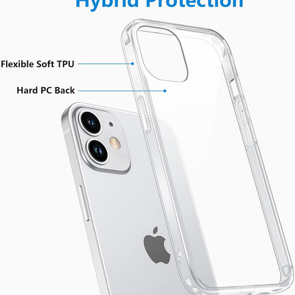iPhone 12 / 12 Pro Clear Anti-Yellowing Case + 360° Rotating Clip Holster – Military Grade Shockproof Slim Hard PC + Soft TPU Cover + FREE 6D Tempered Glass