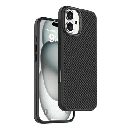 iPhone 16 CarbonDefender Case – Carbon Fiber Shockproof Armor Cover + FREE 6D Tempered Glass Screen Protector