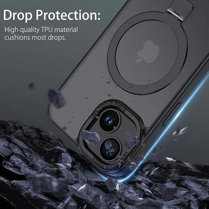 iPhone 15 Metal MagSafe Case with Back Stand – Shockproof Magnetic Cover + Free 6D Tempered Glass Screen Protector