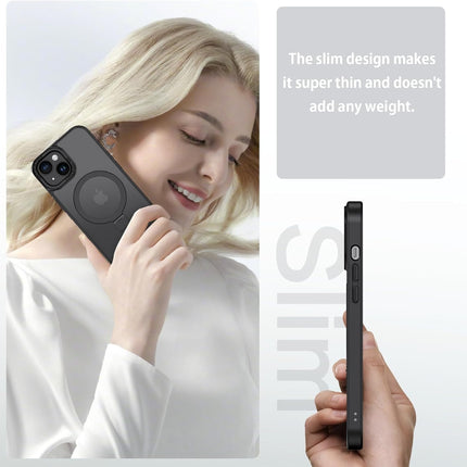 iPhone 15 Metal MagSafe Case with Back Stand – Shockproof Magnetic Cover + Free 6D Tempered Glass Screen Protector