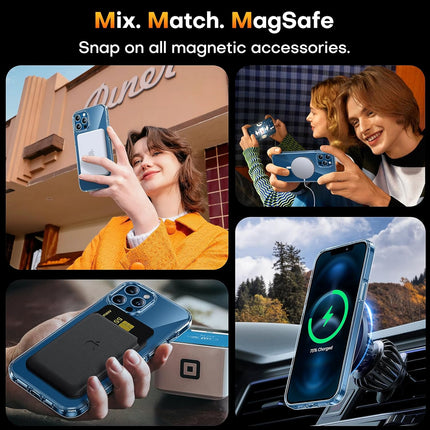 iPhone 12 Pro Max Case [MagSafe Compatible] Slim Magnetic Shockproof Clear Anti-Yellowing Cover + FREE 6D Tempered Glass | Military-Grade Protection