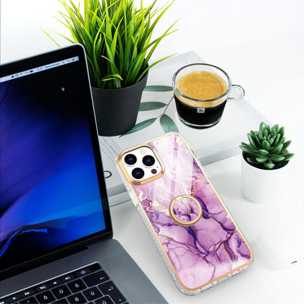 iPhone 13 Pro Max TPU Marble Design Ring Case + Free 6D Tempered Glass Screen Protector | Shockproof Kickstand Protective Cover