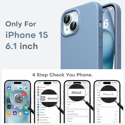 iPhone 15 Soft Matt Silicone Case – Slim Shockproof Protective Cover + Free 6D Tempered Glass Screen Protector