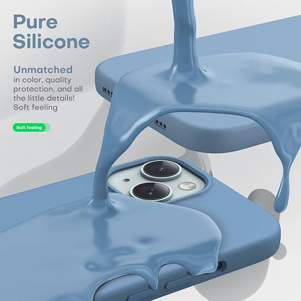 iPhone 15 Soft Matt Silicone Case – Slim Shockproof Protective Cover + Free 6D Tempered Glass Screen Protector