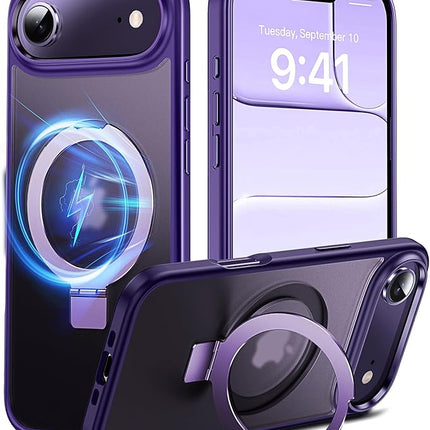 iPhone 17 Air MagSafe Metal Stand Case + 1 Pack Tempered Glass Screen Protector – Slim, Magnetic, Adjustable Stand (KIT)