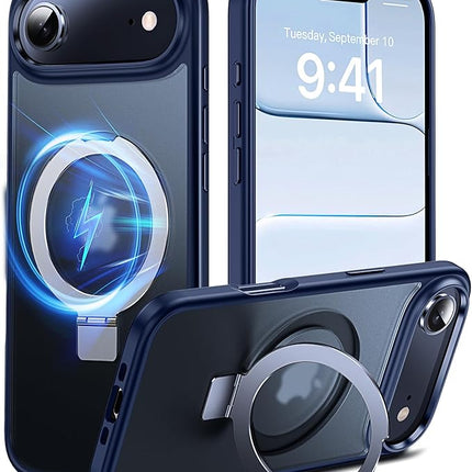 iPhone 17 Air MagSafe Metal Stand Case + 1 Pack Tempered Glass Screen Protector – Slim, Magnetic, Adjustable Stand (KIT)