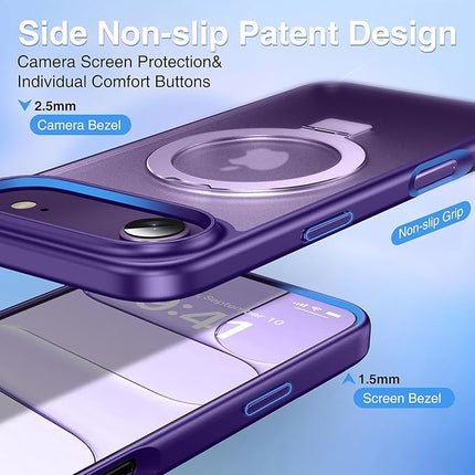 iPhone 17 Air MagSafe Metal Stand Case + 1 Pack Tempered Glass Screen Protector – Slim, Magnetic, Adjustable Stand (KIT)