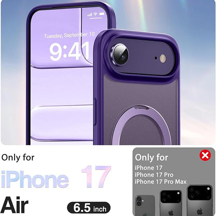 iPhone 17 Air MagSafe Metal Stand Case + 1 Pack Tempered Glass Screen Protector – Slim, Magnetic, Adjustable Stand (KIT)
