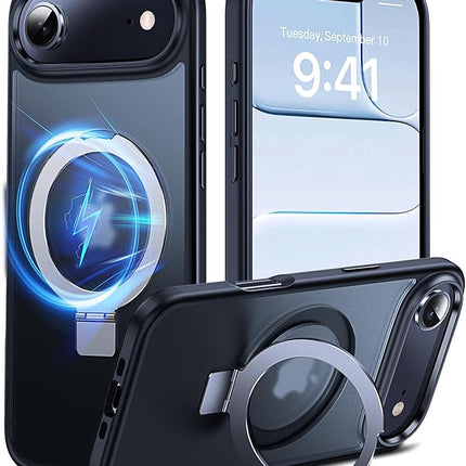 iPhone 17 Air MagSafe Metal Stand Case + 1 Pack Tempered Glass Screen Protector – Slim, Magnetic, Adjustable Stand (KIT)