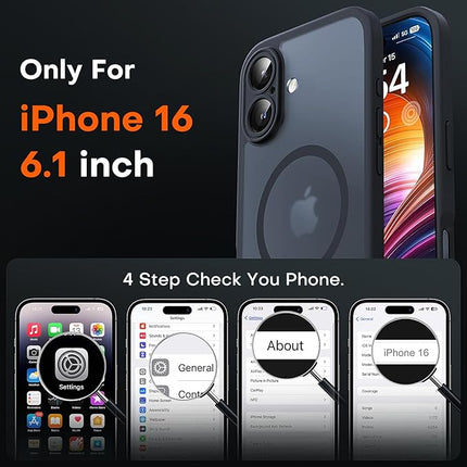 iPhone 16 Magnetic TPU Frame Case – MagSafe Shockproof Protective Cover + FREE 6D Tempered Glass Screen Protector