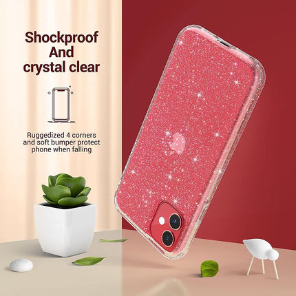 iPhone 11 Glitter Case for Women Girls – Bling Sparkle Clear Soft TPU Shockproof Bumper | Anti-Scratch Slim Cute Protective Phone Cover | Rugged 4-Corner Drop Protection + FREE 6D Tempered Glass Screen Protector