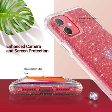 iPhone 11 Glitter Case for Women Girls – Bling Sparkle Clear Soft TPU Shockproof Bumper | Anti-Scratch Slim Cute Protective Phone Cover | Rugged 4-Corner Drop Protection + FREE 6D Tempered Glass Screen Protector