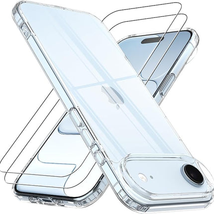 iPhone Air Clear Anti Drop Case + 2 Pack Tempered Glass Screen Protector (KIT)