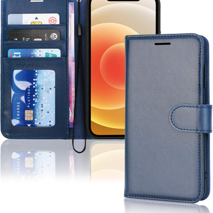 iPhone 12 / 12 Pro Leather Wallet Case with Card Holder Stand + 360° Rotating Belt Clip Holster + FREE 6D Tempered Glass Screen Protector