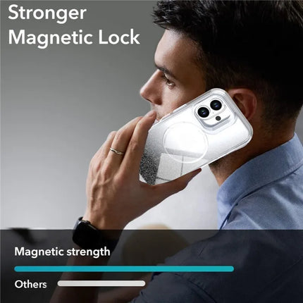 iPhone 12 / 12 Pro SleekShine Elite Clear MagSafe Case – Anti-Yellow Glitter Shockproof Cover with Card Holder Kickstand + FREE 6D Tempered Glass