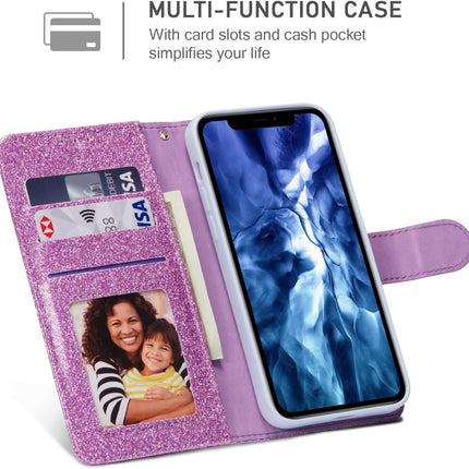 iPhone 12 / 12 Pro Shiny Heart Wallet Case (MagSafe) – Clear Glitter Shockproof Cover + Card Holder Kickstand + FREE 6D Tempered Glass