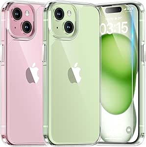 iPhone 15 Clear Transparent Case Slim Shockproof + FREE 6D Tempered Glass Screen Protector