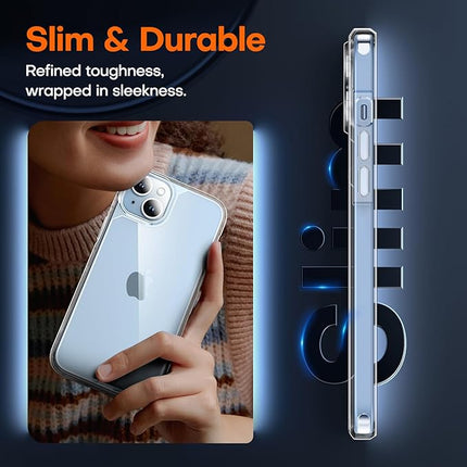 iPhone 13 Clear Transparent Case Slim Shockproof Cover + FREE 6D Tempered Glass Screen Protector – Anti-Scratch Protective Phone Case