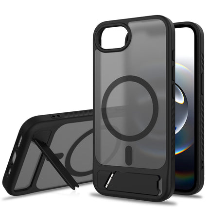 iPhone 16e Magnetic Kickstand Case – Luxury Shockproof TPU+PC MagSafe Cover with Ring Holder + FREE Tempered Glass Screen Protector