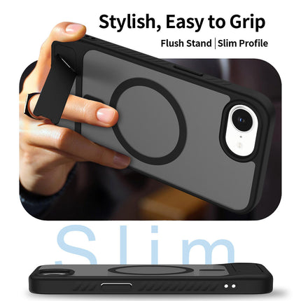 iPhone 16e Magnetic Kickstand Case – Luxury Shockproof TPU+PC MagSafe Cover with Ring Holder + FREE Tempered Glass Screen Protector